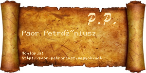 Paor Petróniusz névjegykártya